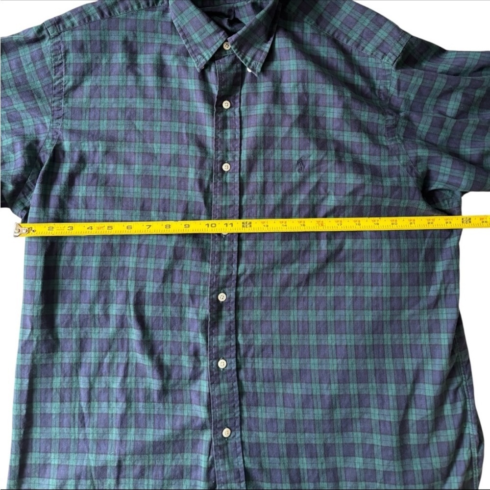 VINTAGE Ralph Lauren Yarmouth Men's Blue and Green Checkered Button Down Shirt - Picture 8 of 9